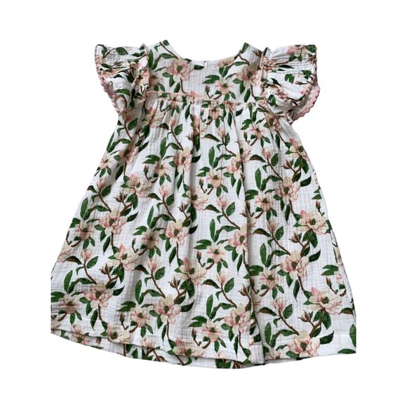 Mud Pie Magnolia Dress gauze pink flower 3T NWT - Picture 1 of 5